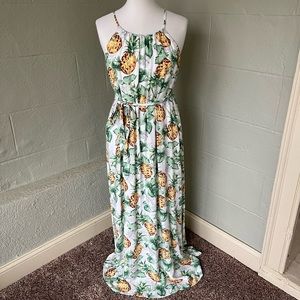 Skies are blue Pineapple maxi dress